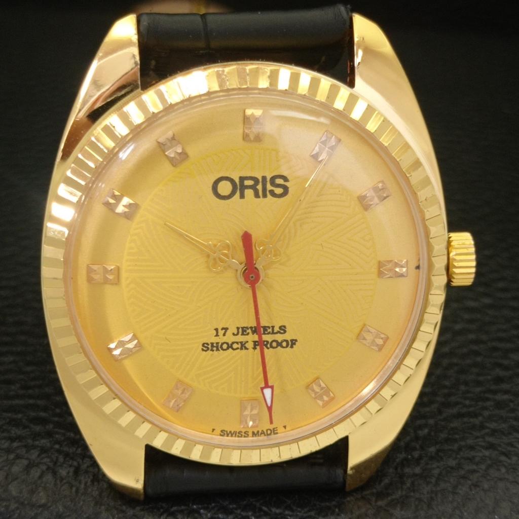 VINTAGE HAND-WINDING SWISS MENS REFURBISHED GOLDEN COLOR DIAL WATCH A438506-2 R131a-a438506