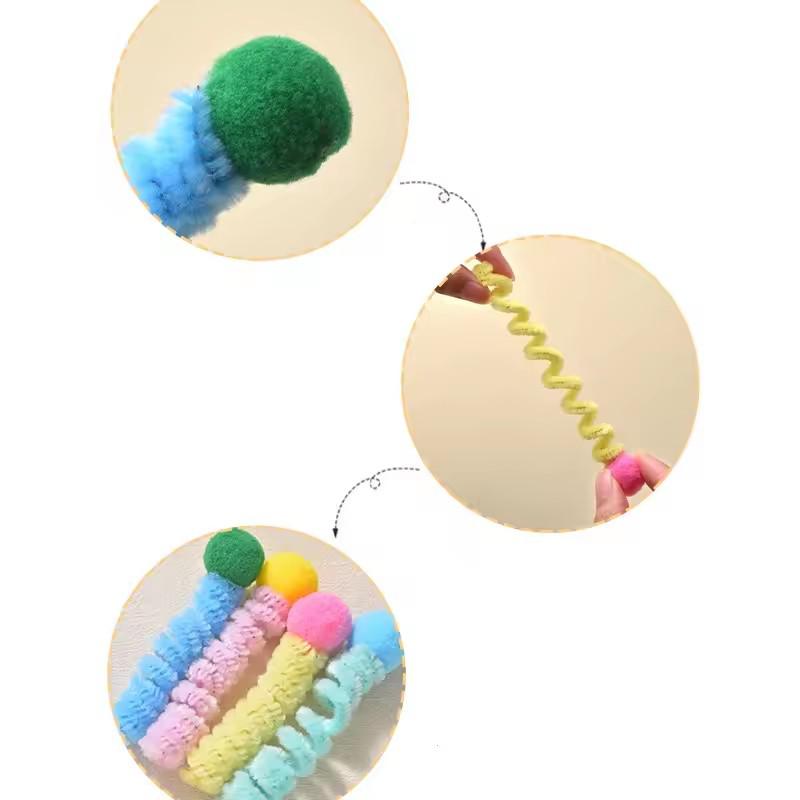 Candy Colored Twisty Stick Cat Teaser 4 Pack Feather Wand Toy Kitten Chew Play Chase Exercise Pet Supplies for Indoor Cats Kitty