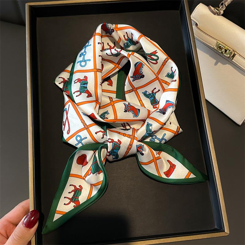 

Foulard Imprime Cheval Pour Femme, Long Bandeau En Satin Doux, Design De Luxe, Hijab De Bureau,14*147cm 14X147cm