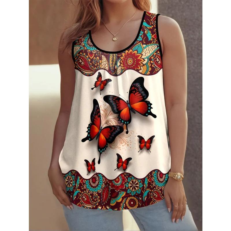 Women's Sleeveless Vest Colorful Pattern Printing Leisure Fashionable Versatile Summer Oversized Vest