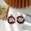 Bowknot Mistletoe Christmas Earrings Retro Heart Ear Studs Fashion Plush Xmas Pendant  Girls