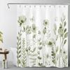Rustic Floral Black Cat Shower Curtain with Hooks,Botanical Wildflower Butterfly Shower Curtain for Bathroom,Flower Plant Fabric