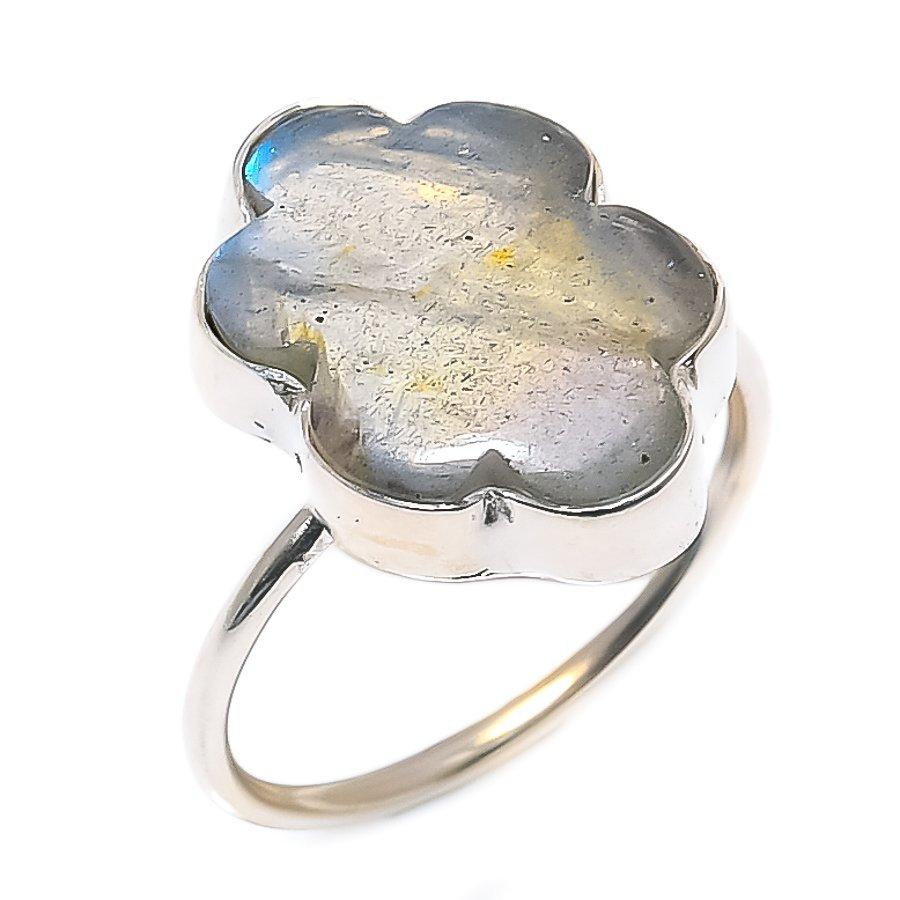 Natural Blue Labradorite Gemstone 925 Sterling Silver Cloud Ring Size 7 US Gift