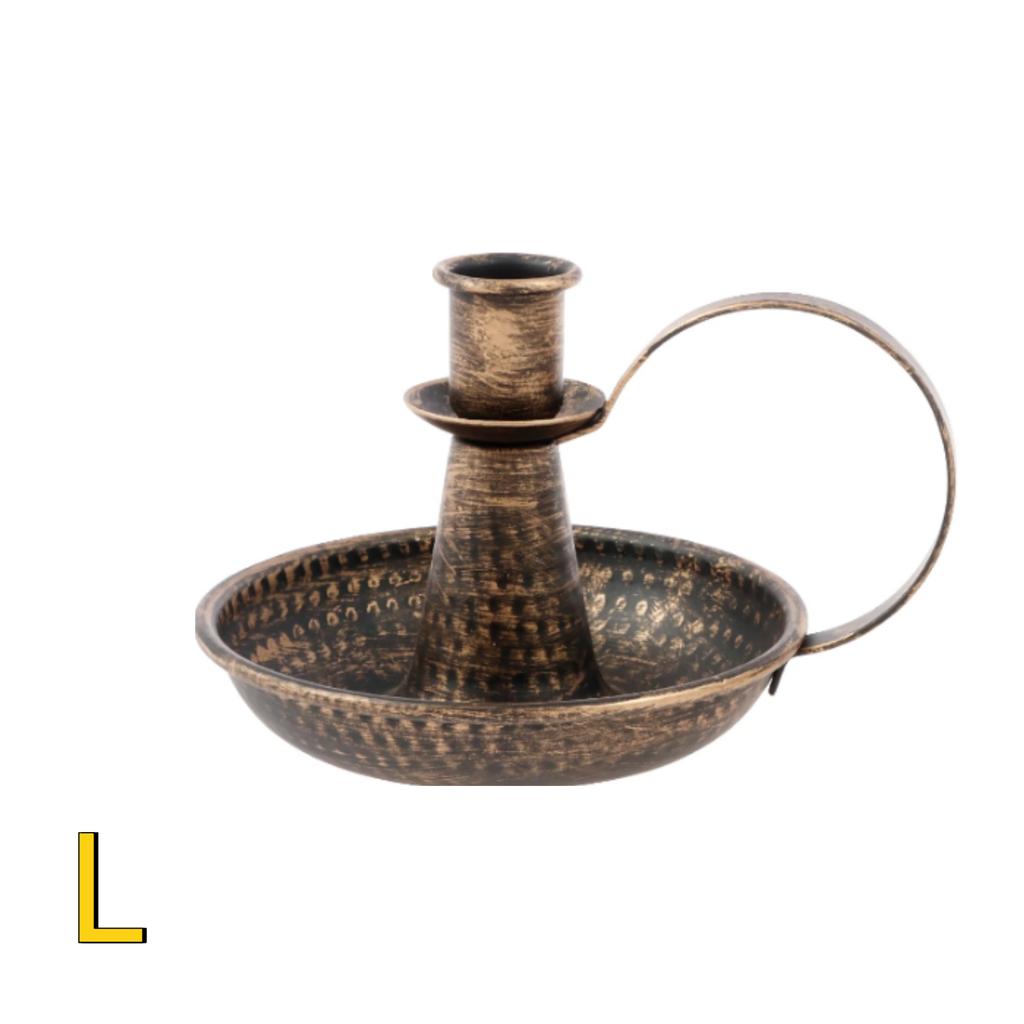 Candle Holder Iron Taper Candle Stand with Curved Handle Retro Candlestick Holders Decorative for Home Wedding Party
