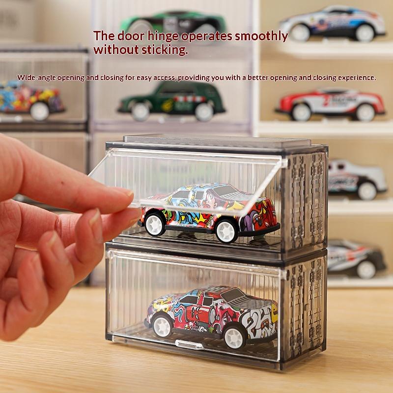 Scatola Espositore in Acrilico per Modellini di Auto 8 Scomparti Armadietto Scaffale Antipolvere Impilabile Scatola Portaoggetti per Auto per Hotwheels