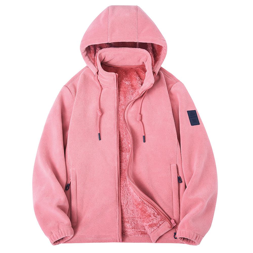 New Autumn and Winter Warm and Cold-proof Hooded Fleece Thickened Fleece Jacket for Men and Women