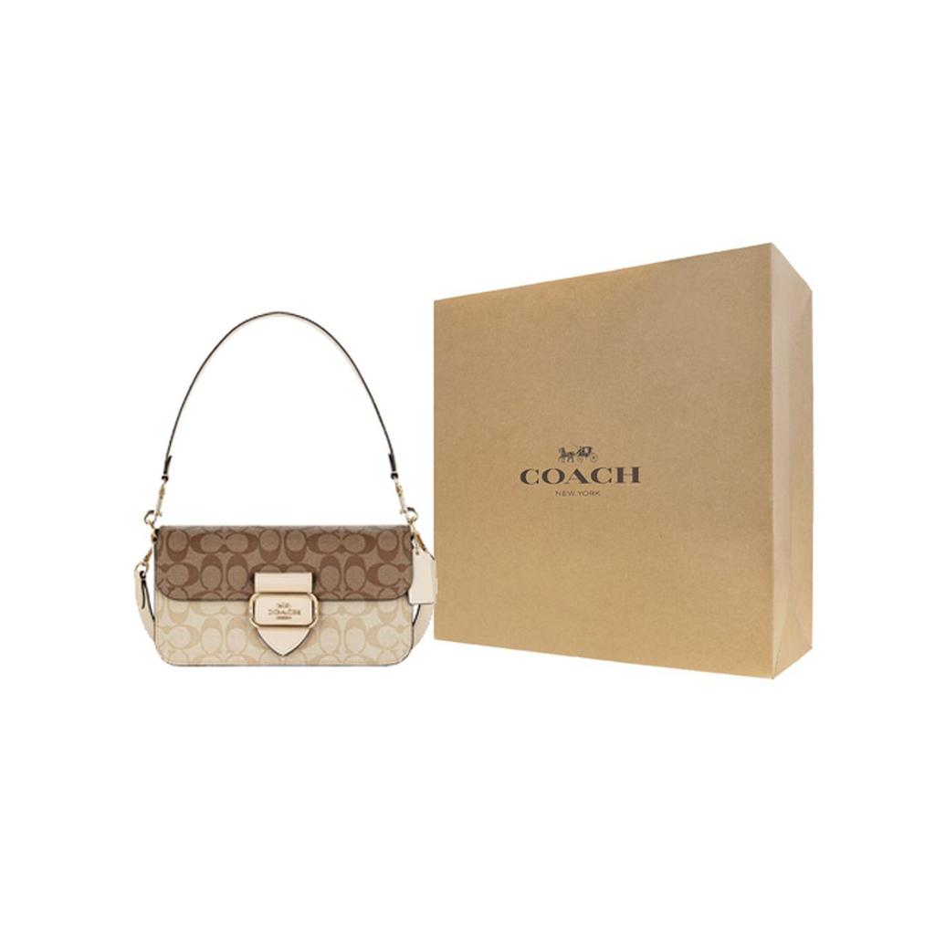 Coach Morgan 27 Classic Monogram Buckle Closure Canvas And Leather Handbag Women Handbags Light-Khaki CH506-IMOT4