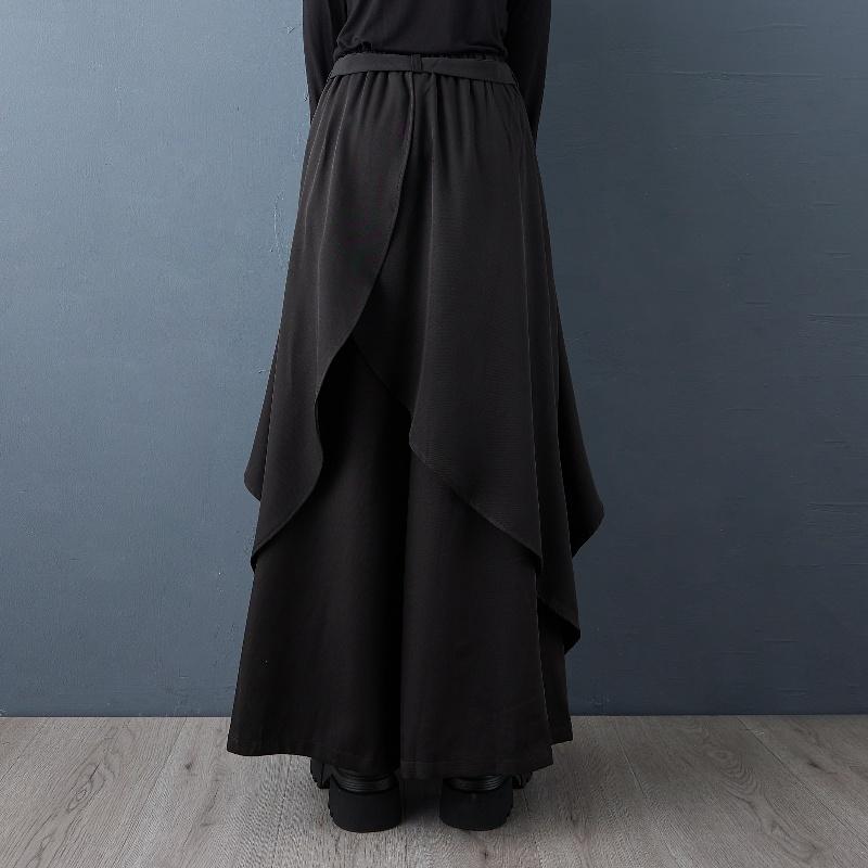 Pluss størrelse Svart Vintage høy midje Casual løse Vår høst vide ben Bukser Damebukser