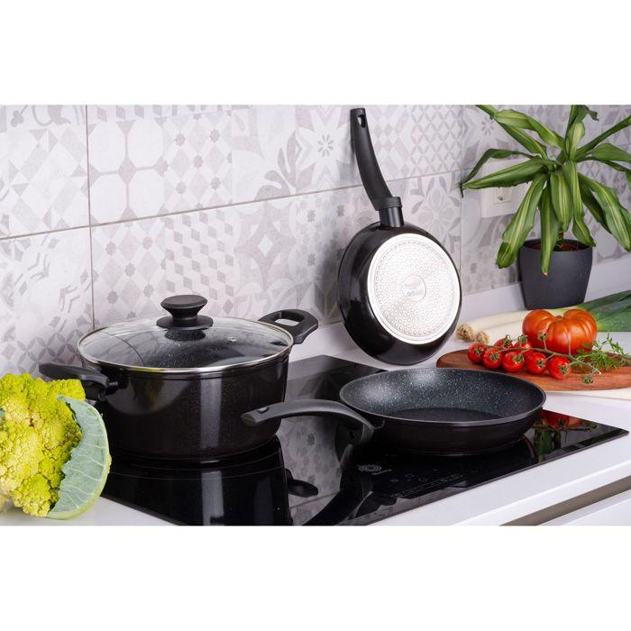 Batterie de Cuisine à Induction 4 Pièces Aluminium Forgé Antiadhésif sans PFOA FAGOR Vivant 424 Noir 00680