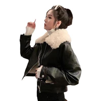 Women's Leather Jacket, New Autumn/winter Women's Biker Leather Jacket, Short High-waisted Jacket, Thick for Women