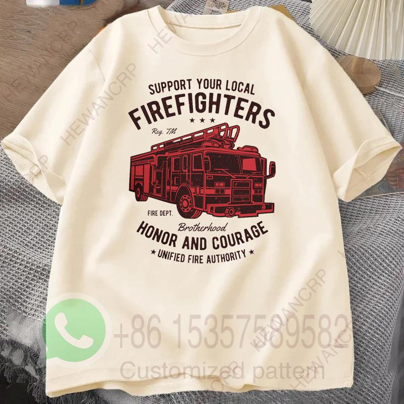 Firefighter Fire Department Fire Truck Mens TShirt Tracksuit Summer Casual Sportswear Round Neck Shortsleeved Cotton Pullover