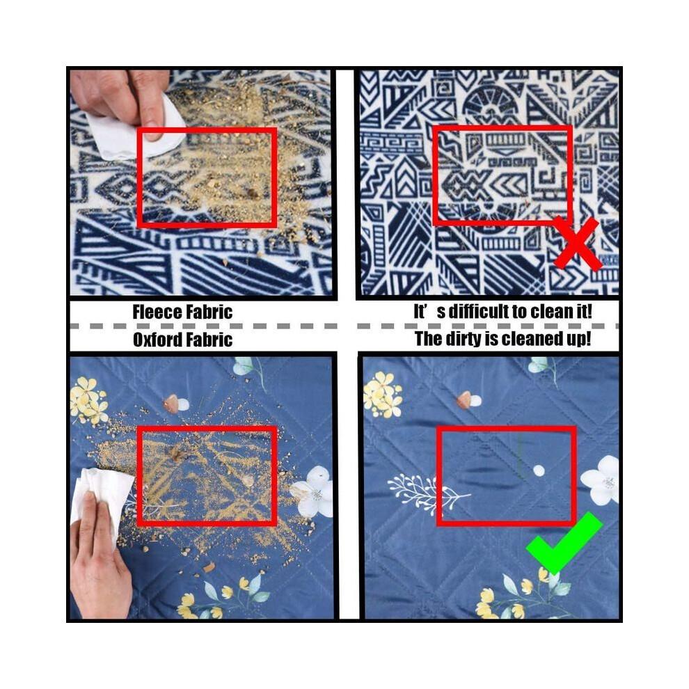 Beach Mat Waterproof with Floral Print, Sand Resistant and Machine Washable Outdoor Blanket