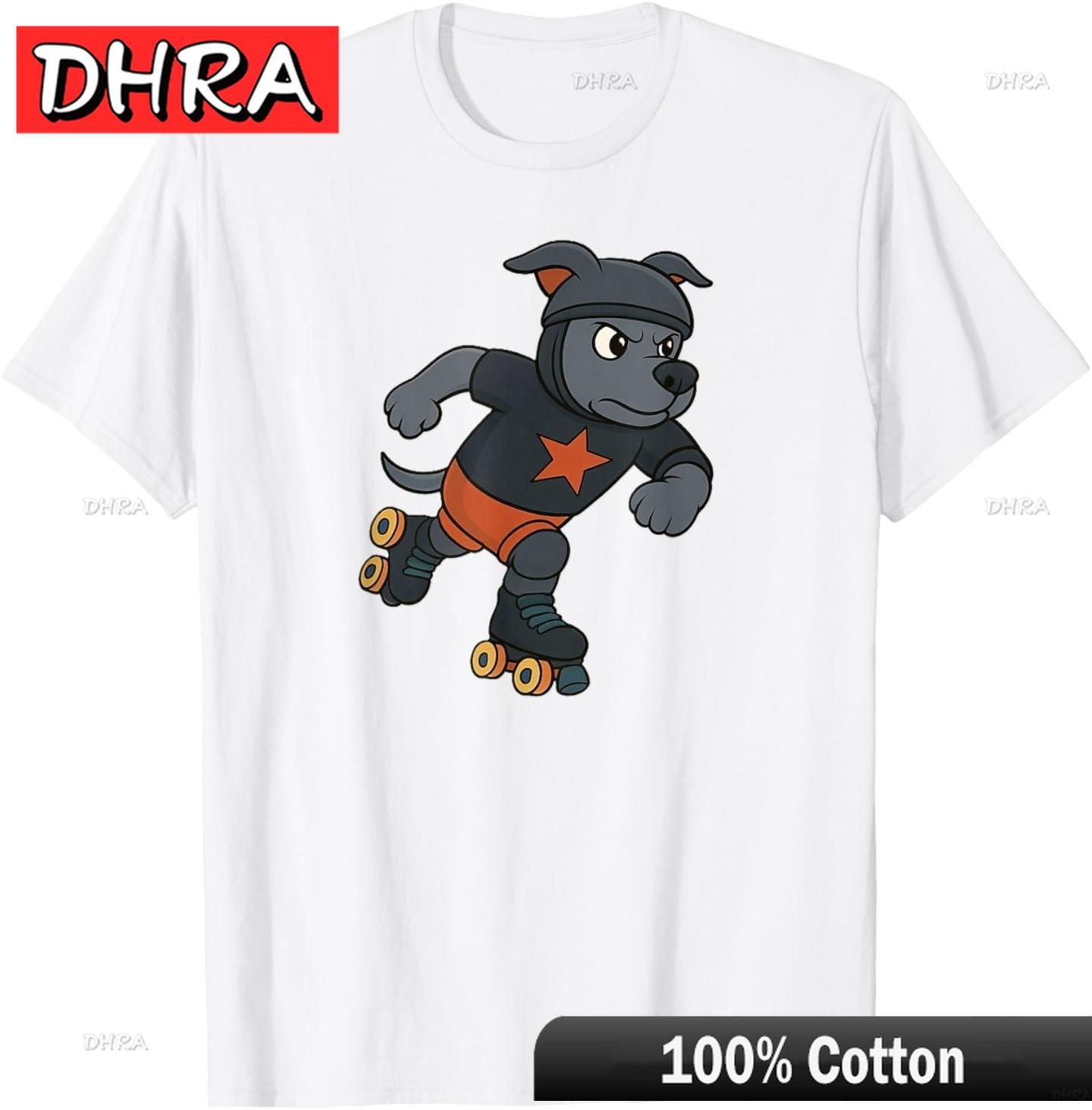 

Roller Derby Pit Bull Dog Skater TShirt Graphic Tops Colorful Retro Cool Shirts TShirts for Vocation TShirt Unisex Portrait 4XL