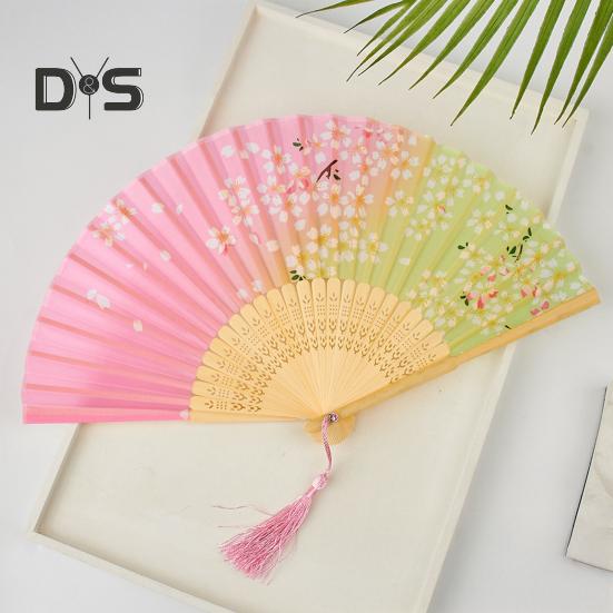 Faltfächer im chinesischen Stil mit Quasten, tragbarer Handkühlventilator für den Sommer, Dekoration, Tanz-Performance-Requisiten, Party-Kostümzubehör