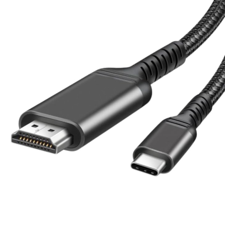 WAYetTO HDMI Male to Compatible with Video 2m Mirroring Cable for Wired Monitor Cable, Type-C Male, Android, Rechargeable, Conversion, Charging, Car,