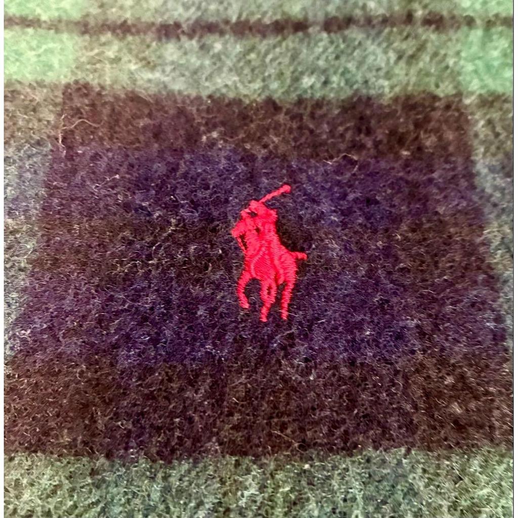 Used RALPH LAUREN Plaid Stole Muffler Lap Blanket