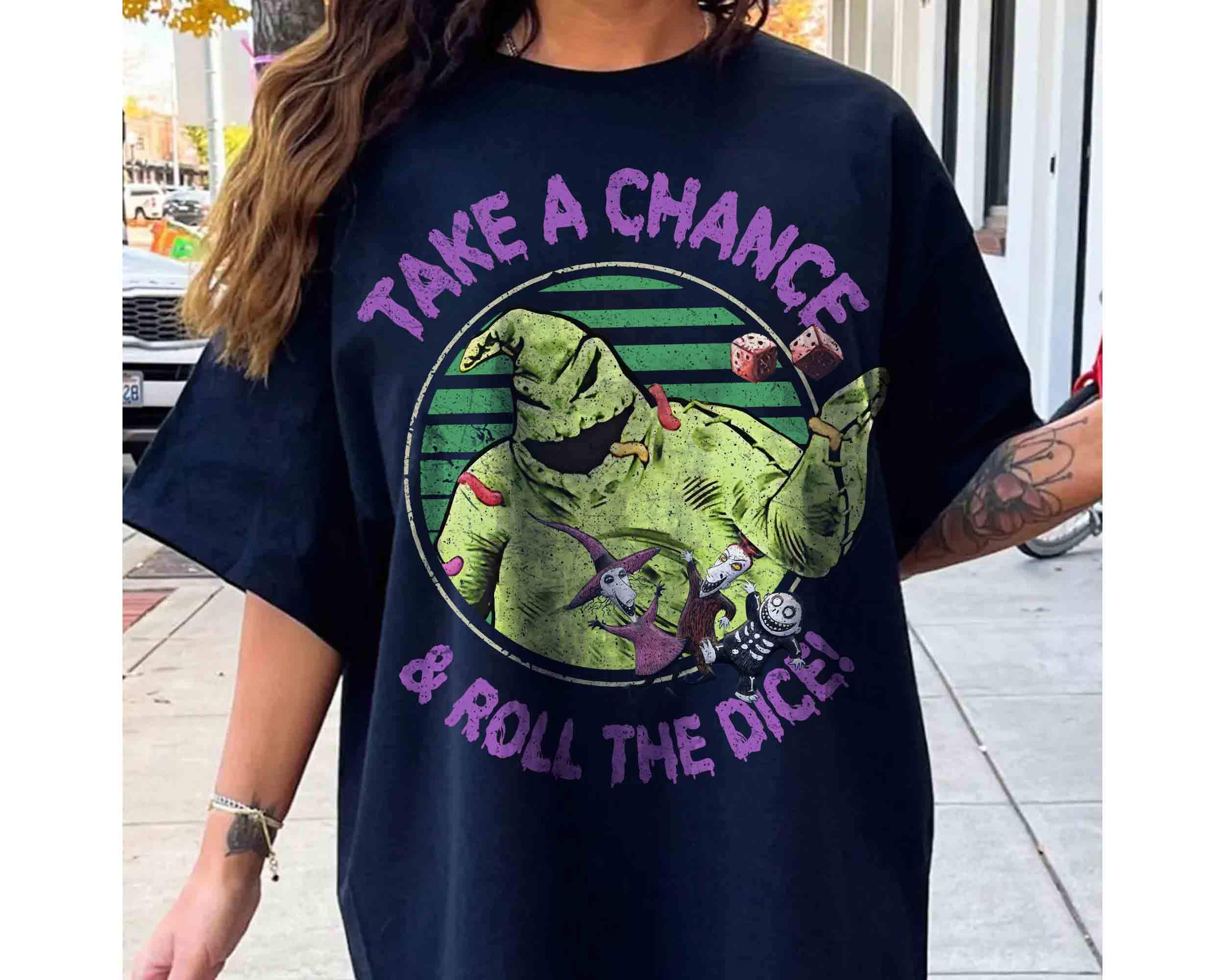 Women Unisex Oogie Boogie Bash 2025 Take A Chance and Roll The Dice Shirt Nightmare Before Christmas Tee S