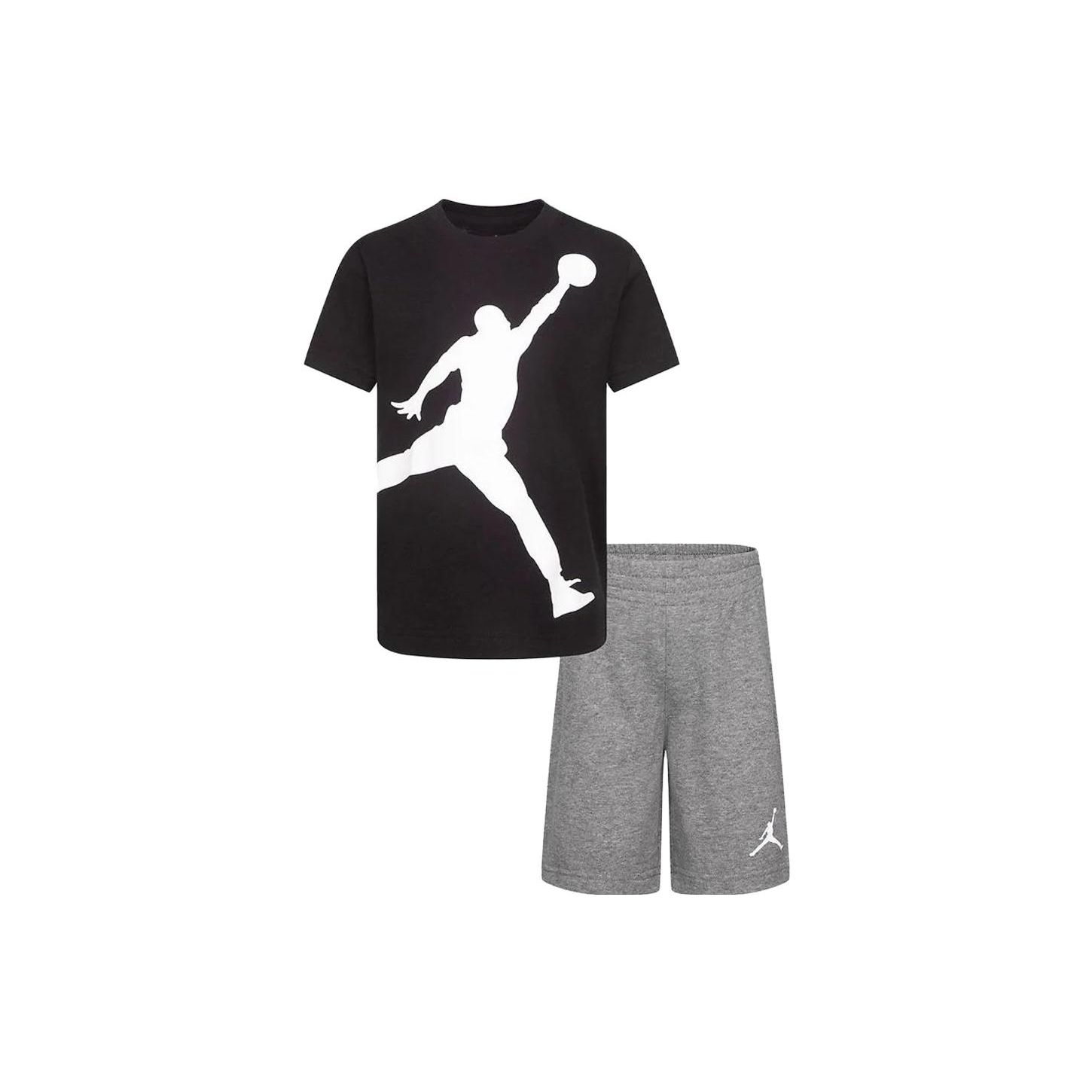 

Nike Casual Sports Suit Logo Print Round Neck Short Sleeve T-Shirt Elastic Shorts Kids suit Black Gray 85C138-GEH M