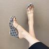 Women Summer Slippers Transparent Wedges Sandals High Heel Female Platform Shoes  Trend Clogs Slides Trending Heels