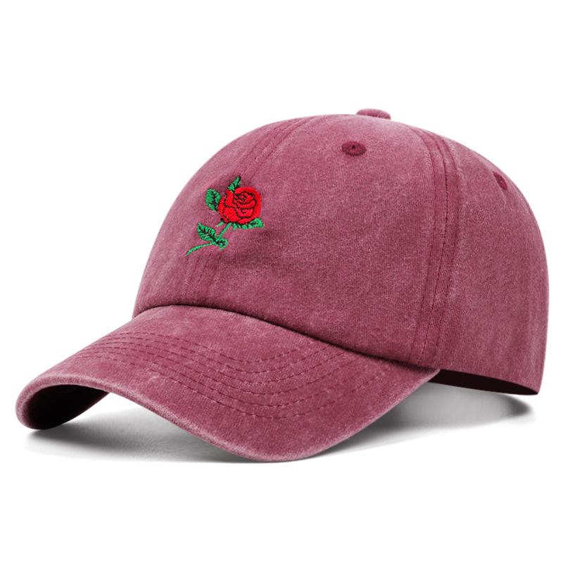 Rose Flower Embroidered Baseball Hat for Men and Women, Outdoor Sun Protection Peaked Cap, Casual and Versatile Style