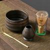 Japanese Matte Black Rough Pottery Matcha Tea Set