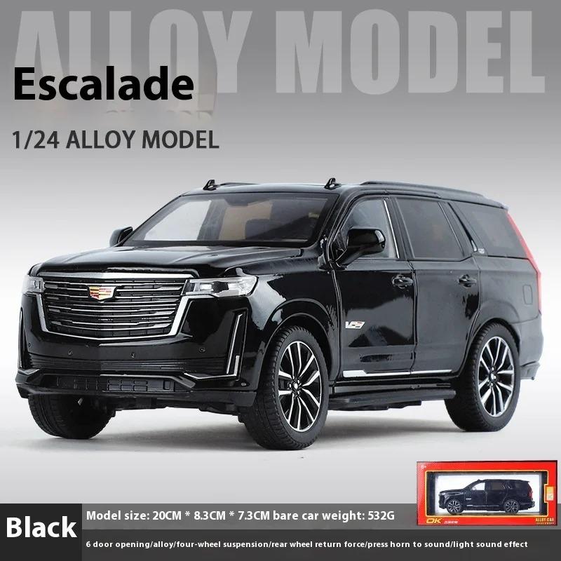 

1/24 Cadillac Escalade внедорожник литой металлический автомобиль модель звук и свет настольная коллекция декоративный подарок мальчики дисплей украшение чёрный