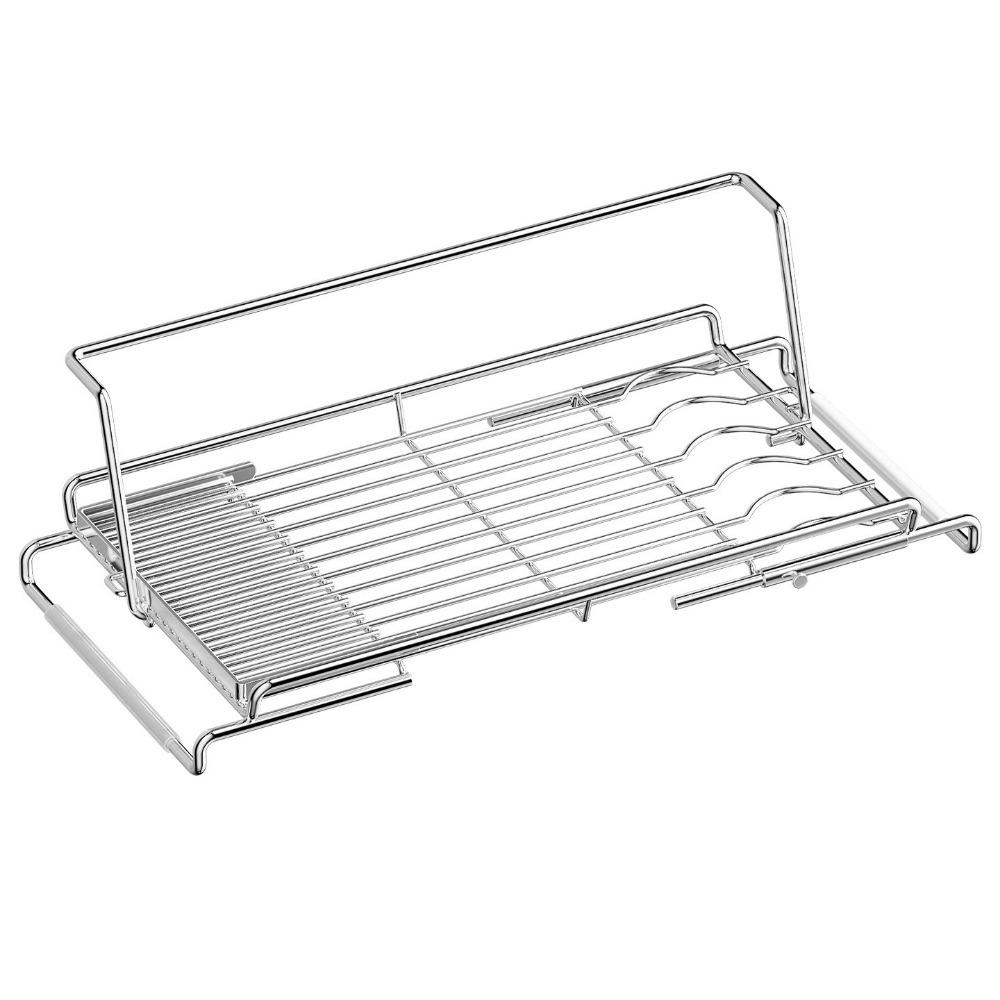 Non-Slip Telescopic Dish Rack Adjustable Dish Drying Rack Sink Drain Basket  Countertop S серебряный