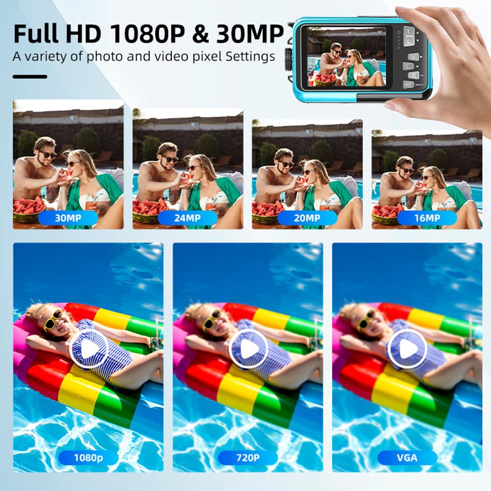 

1080P Ultra HD Action Camera with 2.7in TFT Screen 30MP Anti shaking Underwater 3 meter Waterproof 16*Digital Zoom Blue синій