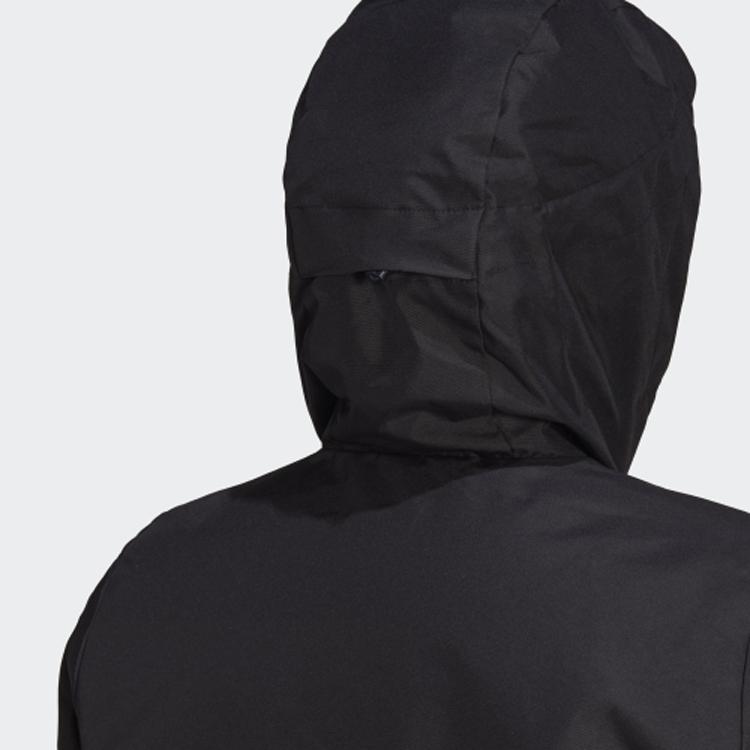 Adidas W Bsc St H J Classic Logo Outdoor Sports Hooded Cotton Jacket Women Jacket Black GN3238