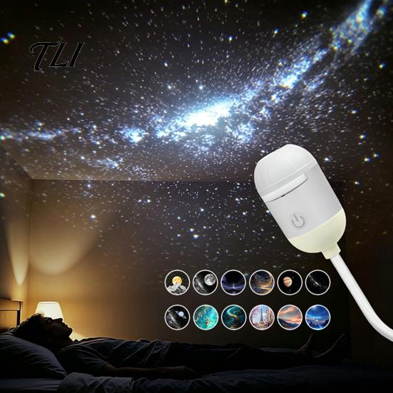Parties Decorative Light USB Star Projector Light, Flexible Gooseneck Night Lamp with 3/4/6/12/24 Ambient Lighting Projection Films, LED