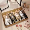 1 Stück Anti-Ermüdungs-Küchenteppiche, Niedlicher Vier-Tabby-Katzen-Druck, Wasserdicht, Rutschfest, Dick Gepolsterte Küchenmatte, Hochbelastbare Komfort-Stehmatte für Küche
