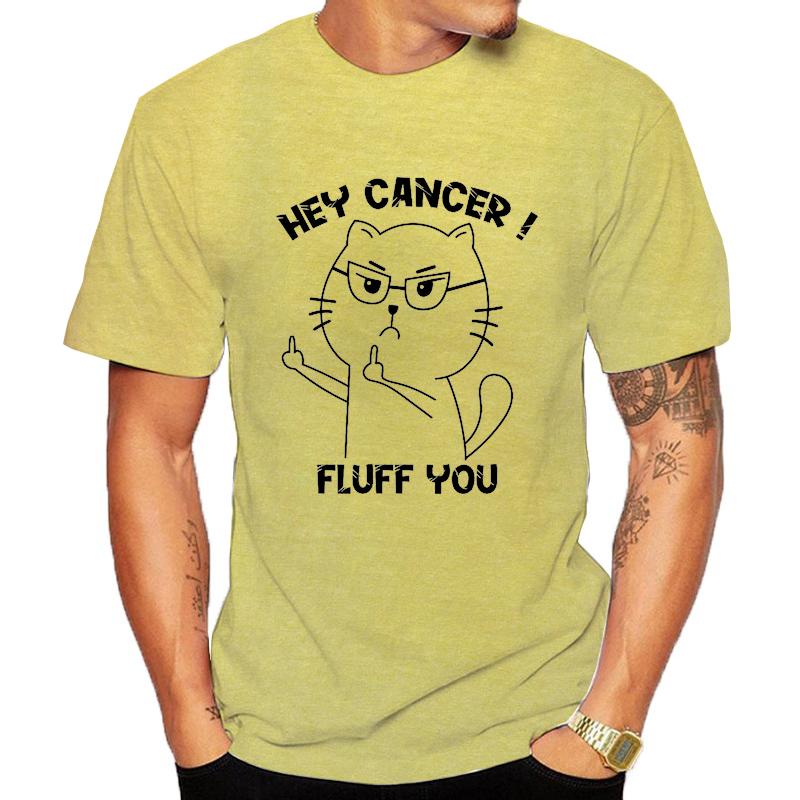 Hey Cancer FLUFF U Men's T-Shirts T-Shirts,Cat Middle Finger Shirt,Funny Awareness women men T-Shirts,summer fashion Clothing