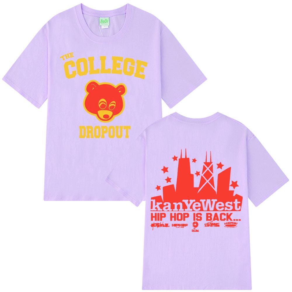 Kanye West College Dropout T Shirt Men Music Album Harajuku Print Man Short Sleeve T-shirts Casual Hip Hop Streetwear T-shirt