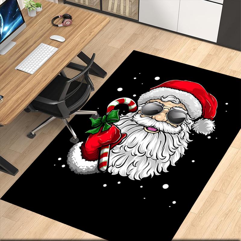Christmas Santa Claus Printed Carpet, for Office Chair Living Room Bedroom Kitchen Room Decor Gifts.