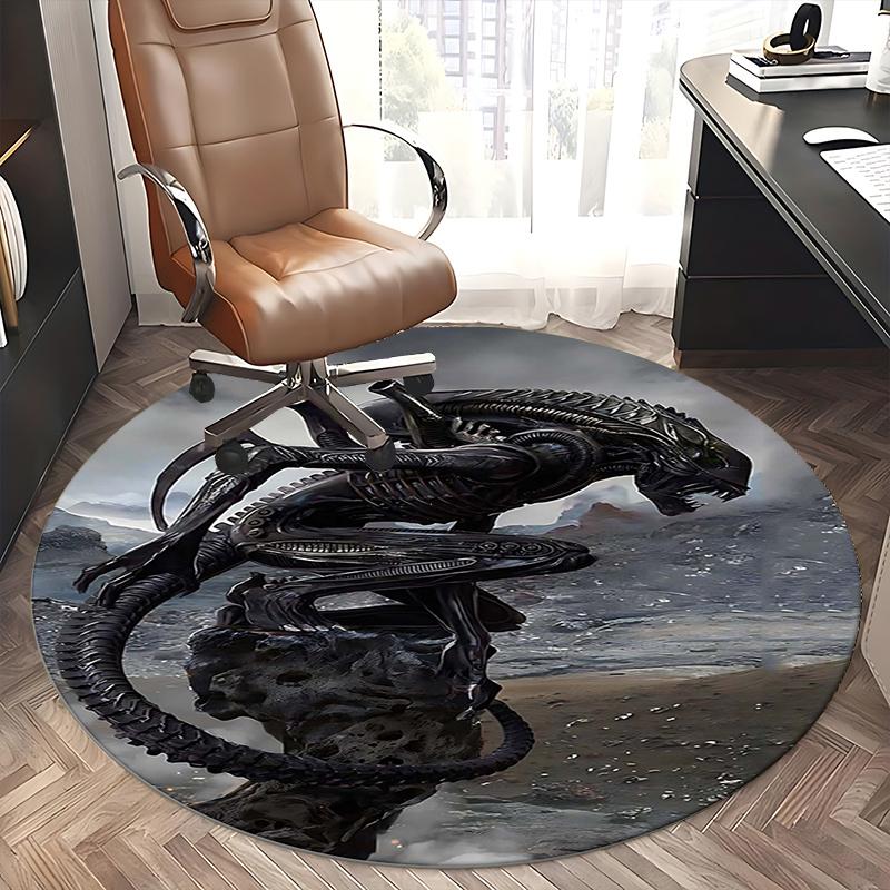 Alien Xenomorph,Sci Fi Monster Chair mat Round Rug Office carpet, Machine Washable, Non slip, Suitable for Living Rooms, Bedrooms