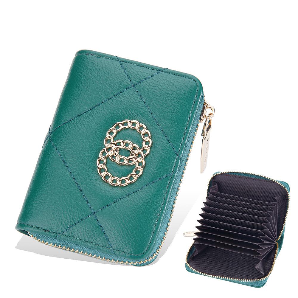 Baellerry Women's Short Purse Pu Leather Card Holder Multiple Card Slots Wallet Zipper Coin Purse Fashion Quilted Card Protector
