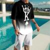 Men Summer Tracksuit 2 Piece Sets The Crown King 3D Print Jogging Set Fashion Men's Oversized Beach Sportwear Outfits Suits 6XL