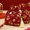 Stripe Canvas Flower Drawstring Bag Sakura Wedding Candy Bag Portable Ribbon Bow Wrist Bag  Party