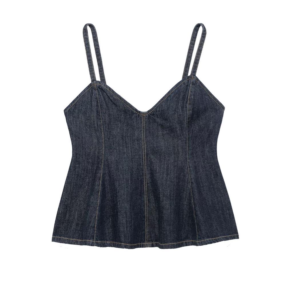 

2025 Spring Women s Slim V-Neck Wave Hem Camisole Top Large