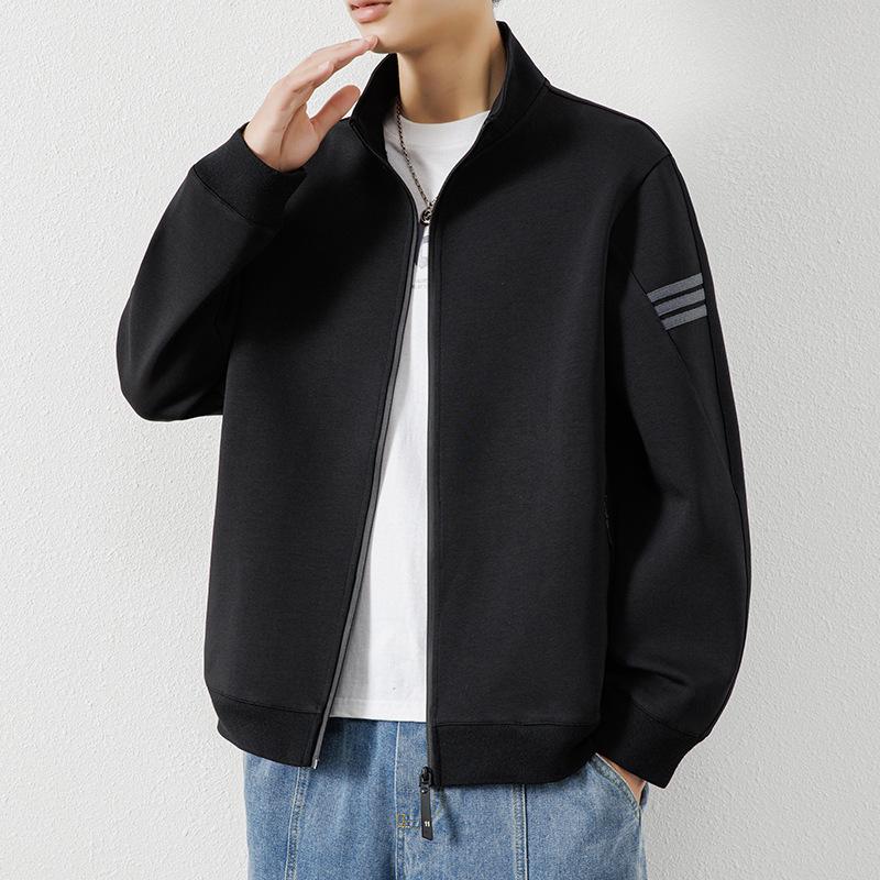 Coat Men's Spring and Autumn New American Trendy Brand Loose Men's Stand-up Neck Sweater Zipper Jacket Cardigan Top