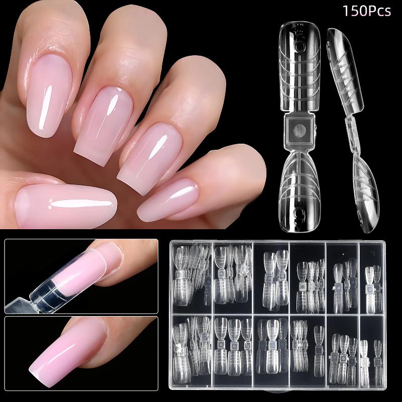 150Pcs French Dual Forms 2In1 Nail Molds With Scale Double-Ended Full Cover Nail Extension Building Gel Mold Nail Forms Nail Art