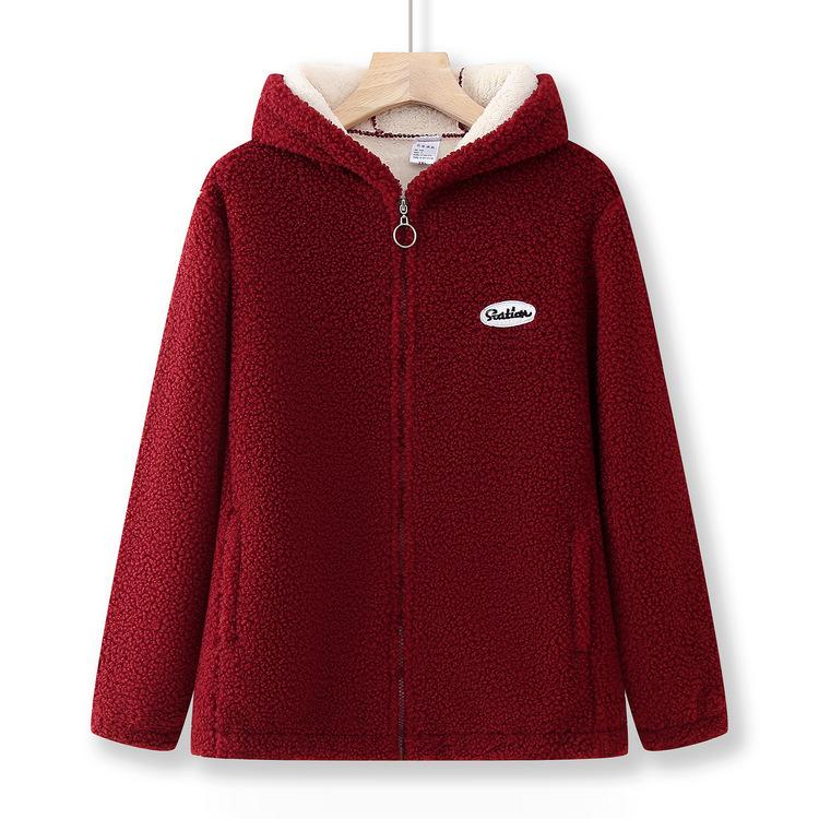 Noua Modă de Iarnă pentru Femei de Vârstă Mijlocie și în Vârstă Jachetă Fleece cu Pelete Mărime Mare Costum pentru Mamă Plus Velvet Cald Top cu Glugă