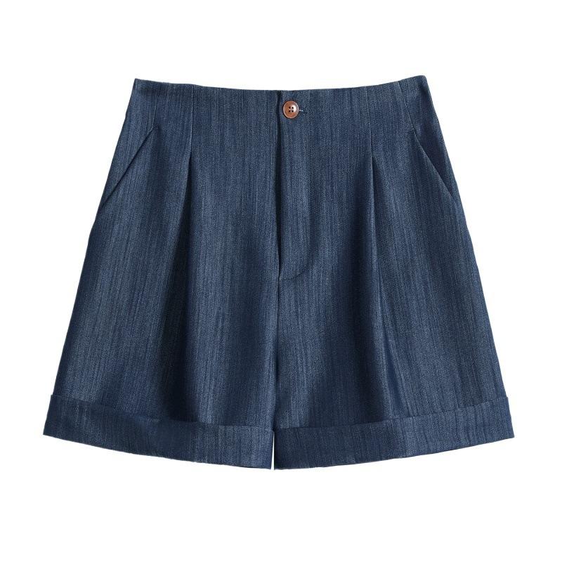 Women's Summer Tencel Denim Shorts – High Waist Loose A-Line Wide Leg Casual Shorts