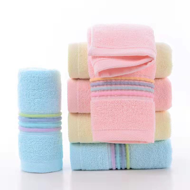 Striped Towel Thickened Cotton Soft and AbsorbentHousehold Towel Embroidery