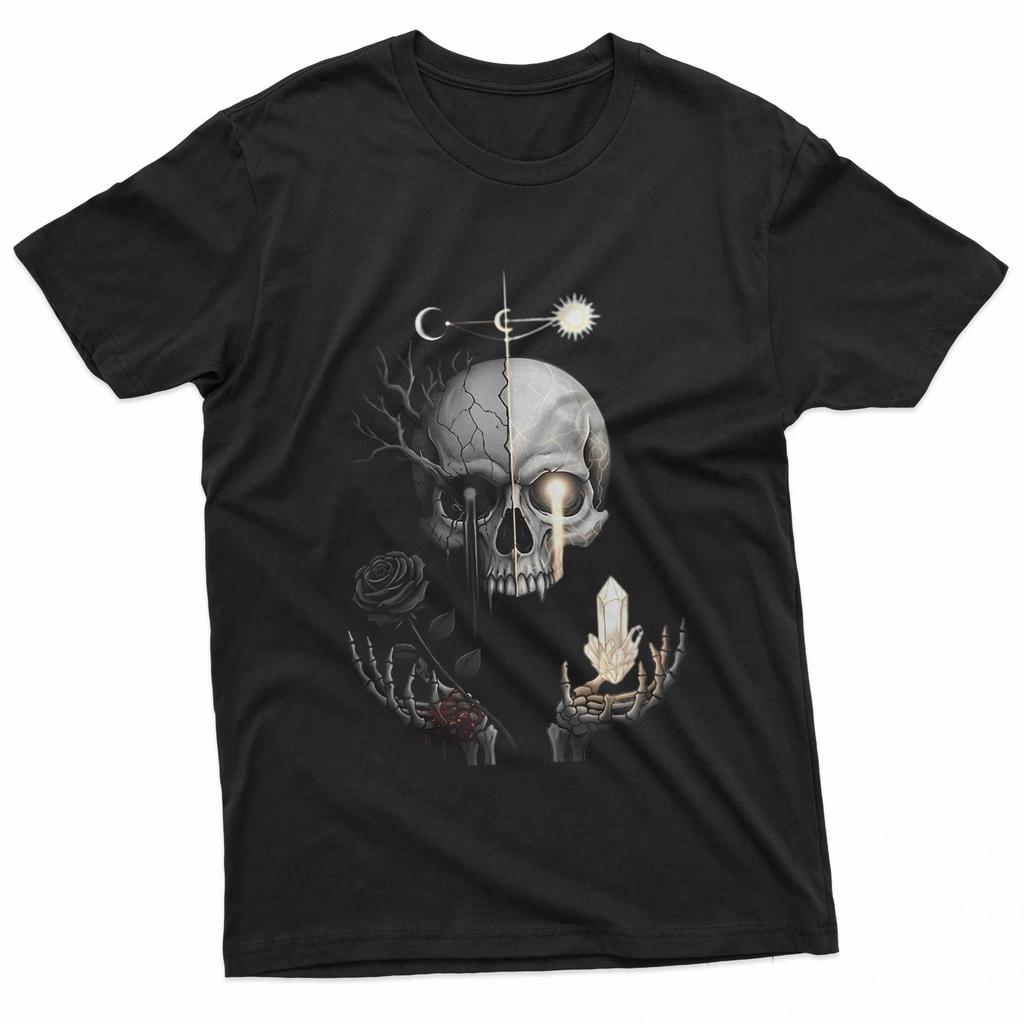Gothic Rose And Crystal Soul Graphic 100% Cotton T-shirt Mens Tees Top