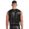 Mens Glitter Sequin Vest Sleeveless Tassel Waistcoat V Neck Open Front Dance Club Festival Partywear