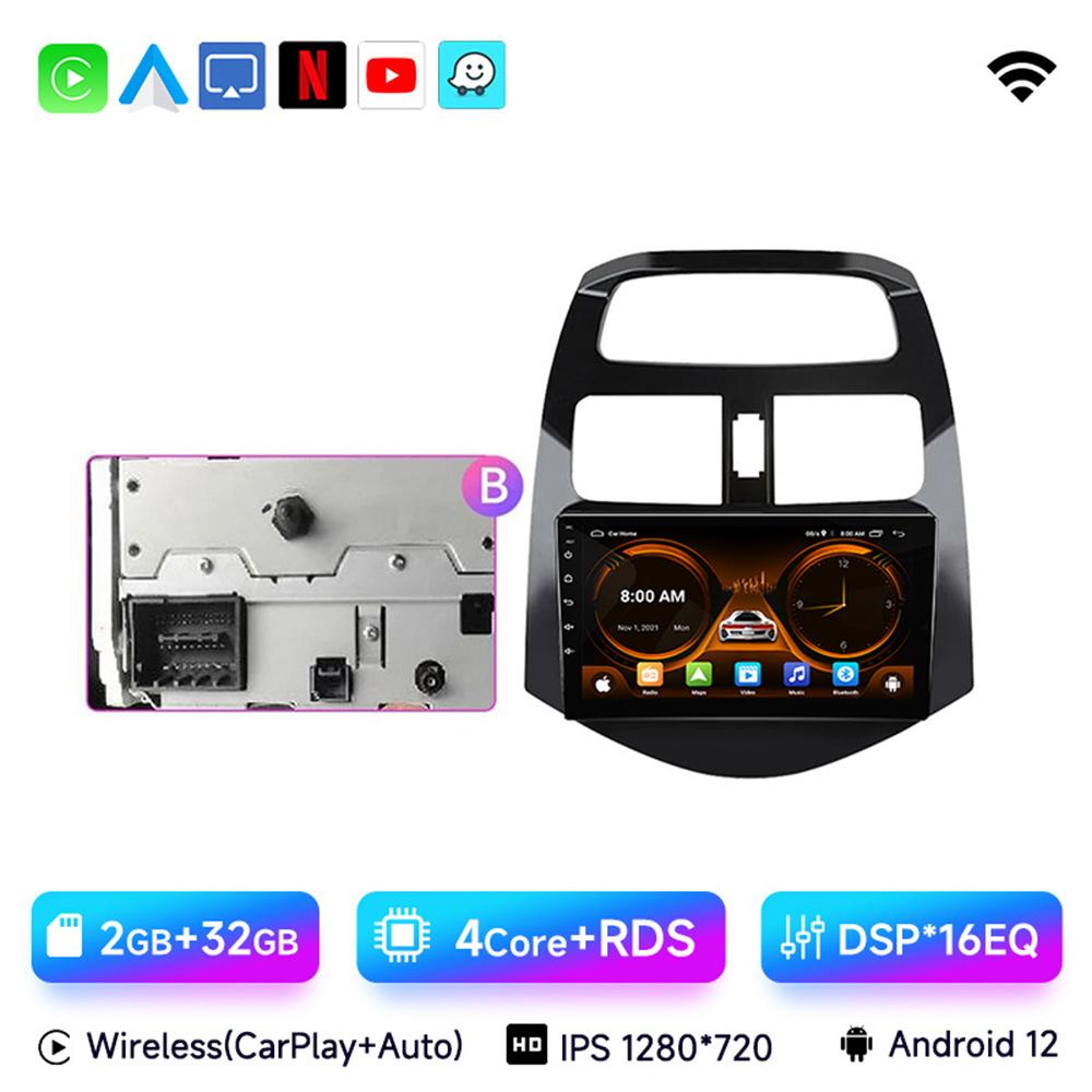 Radio samochodowe 9" do Chevrolet Spark Beat Matiz Creative 2010 - 2014 Android 12 Carplay Odtwarzacz multimedialny wideo Jednostka główna