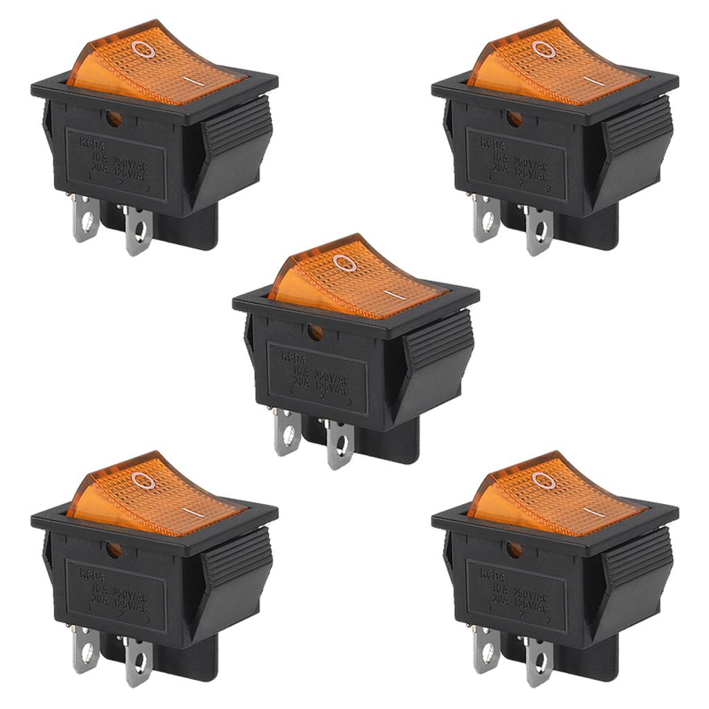 5/10pcs 10A 250V KCD2 KCD4 Rocker Switch DPST 4 Pin Red Lighted 120V Rocker Toggle Switch ON Off Heavy Duty