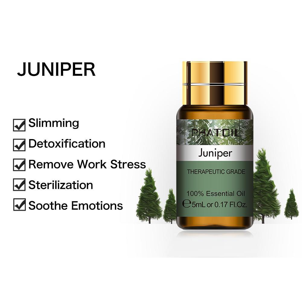 PHATOIL 5/10/30/100ML Juniper Plant Essential Oils with Dropper for Spa Massage Humidifiers Air Purifier Skin Care Natural Fragrance Oil