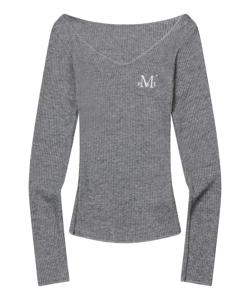 MUCENT Viage Slim Fit V-Neck Damaged Ribbed Long Sleeve Tee (6 Colors)